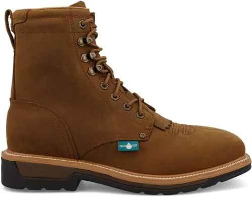 Vista 3 de Twisted X - Botas de cuero de grano completo con cordones para hombre de 8 pulgadas con punta de acero para hombre