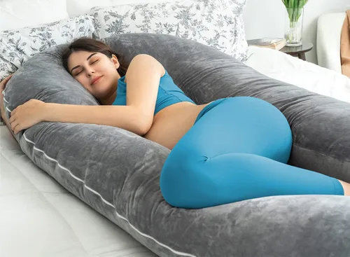 Vista 3 de QUEEN ROSE Almohadas de embarazo para dormir, almohada corporal en forma de U para el embarazo, almohada de maternidad de 65 pulgadas para mujeres