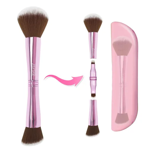 Vista 15 de Jilier Brochas de Maquillaje de Viaje con Estuche, Juego de Brochas de Maquillaje 4 en 1, Brocha para Polvo, Brocha para Base/Rubor, Brocha