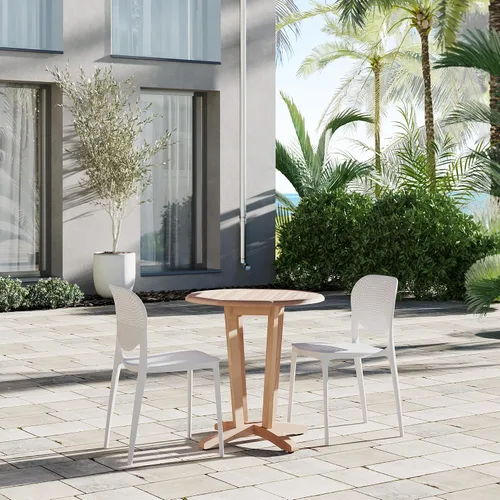 Vista 9 de Amazonia Victor - Mesa redonda Bistro para exteriores, teca certificada, ideal para patio e interiores, 27 pulgadas de largo x 27 pulgadas de ancho