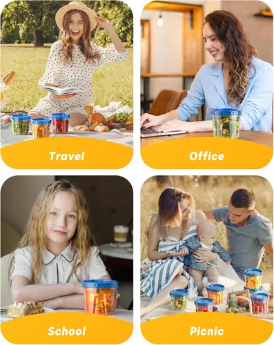 Vista 8 de BiuLeon Paquete de 12 recipientes de almacenamiento para congelador de 24 onzas, recipientes de plástico para almacenamiento de alimentos con tapas