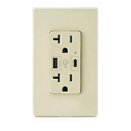 Vista 12 de Micmi Toma USB con enchufe C + A de pared dual de alta velocidad inteligente con capacidad de carga rápida de 4.8 A, 15 amperios y 125 voltios