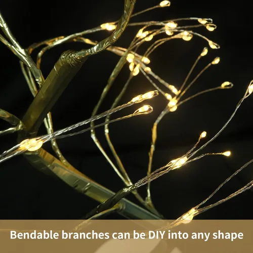 Vista 9 de 108 luces LED de árbol bonsái de mesa con control remoto, 8 modos de 20 pulgadas, árbol de luz artificial de hadas blanco cálido, lámpara de árbol