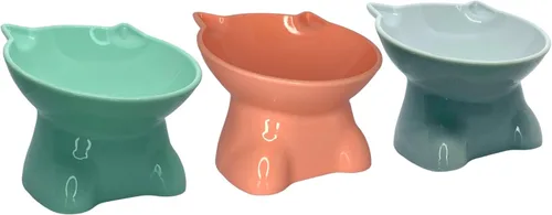 Vista 2 de Cuencos elevados inclinados para gatos, cuenco de comida antivómitos para gatos, cuencos elevados de comida para gatos, plástico como cuenco elevado