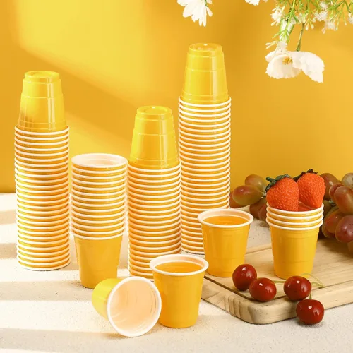 Vista 48 de Roshtia Paquete de 100 vasos de plástico de 2 onzas, mini vasos de chupito desechables de graduación de 2 onzas para fiesta de graduación, boda