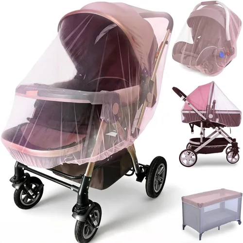 Vista 11 de Mosquitera duradera para bebés (paquete de 2) – Red perfecta para cochecitos, moisés, cunas, corrales, Pack N Plays y mini cuna portátil (café)