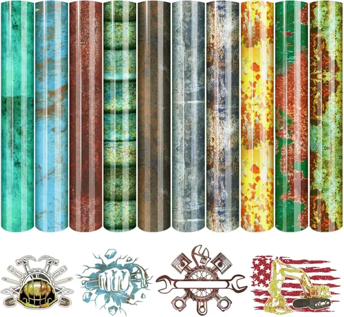 Vista 15 de Tintnut Vinilo HTV de mezclilla – 10 hojas de 12 x 10 pulgadas, vinilo de transferencia de calor estampado de jeans azules con patrón desgastado