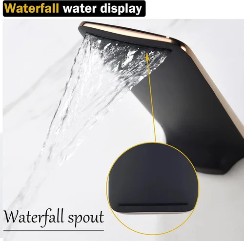 Vista 5 de RANDOM Bathroom Sink Faucet Brushed Gold or Matte Black Bathroom Faucet Single Hole or 3 Holes SUS 304 Stainless Steel Modern Vanity Faucet with Pop