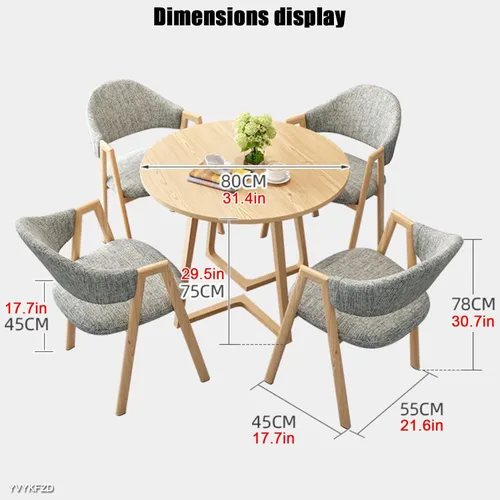 Vista 7 de YVYKFZD Office Reception Room Club Table and Chair Set, Simple Kitchen Dining Table Set for 4, Round Conference Table with Metal Legs, Small
