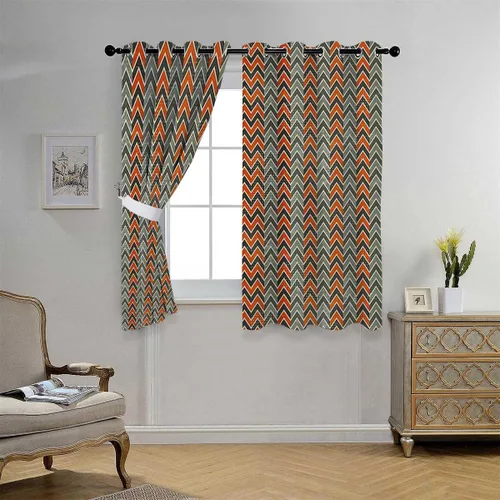 Vista 3 de Extra Long Curtains for Living Room Geometric Grommet Short Slider Curtains for Sliding Glass Doors Cortinas para Ventanas De Cuarto 110Inch Width