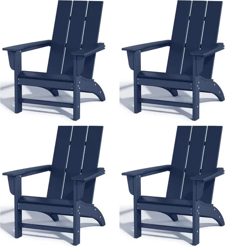 Vista 14 de Silla Adirondack de Madera Sintética Adiromoti, Sillas de Patio Resistente a Todo Clima, Aspecto de Madera, Silla Pre-Ensamblada para Fuego al Aire