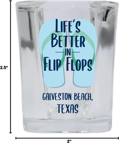 Vista 3 de R and R Imports Galveston Beach Texas Beach Souvenir - Vaso de chupito de base cuadrada, 2 onzas, individual
