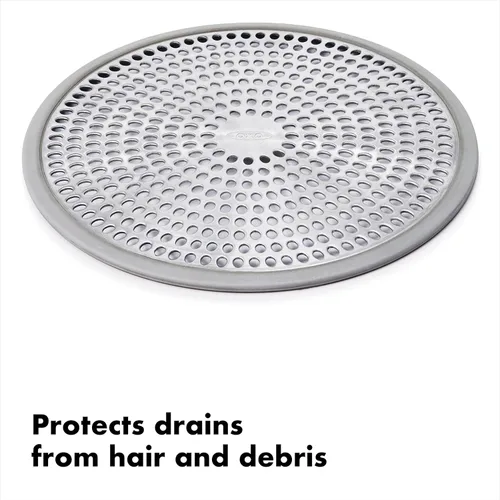 Vista 6 de OXO Good Grips Protector de Drenaje de Silicona para Desagües Emergentes y Regulares, Gris, Talla Única y Good Grips Protector de Drenaje de Ducha