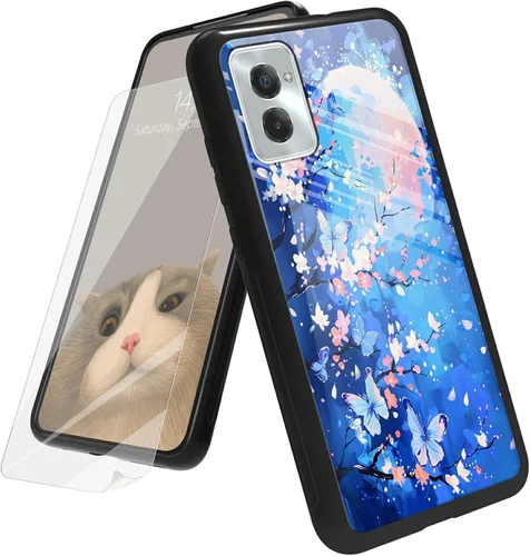 Vista 38 de Funda para Motorola Moto G Play 4G 2024 con protector de pantalla, parte trasera de vidrio templado + funda de silicona suave TPU absorción de Lobo