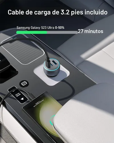Vista 4 de Anker Cargador de coche USB-C, cargador de coche iPhone 17, cargador rápido compacto de 3 puertos de 67 W, adaptador de coche 535 con PIQ 3.0