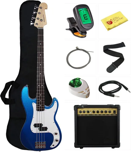 Vista 10 de Stedman Beginner Series paquete de guitarra bajo con amplificador de 15 vatios, bolsa de ejercicio, cable de instrumento, correa, cuerdas, púas