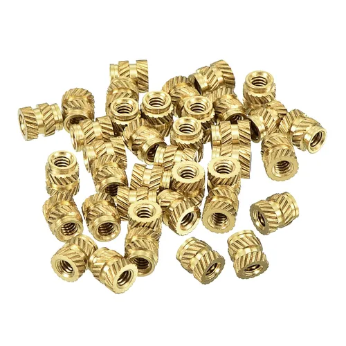 Vista 7 de uxcell Tuercas de inserción moleteadas, 60 piezas M5 x 0.315 in L x 0.276 in OD impresión 3D tuercas de latón roscadas hembra inserciones de latón