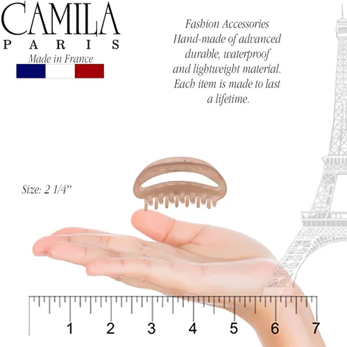 Vista 3 de Camila Paris CP3078 - Pinza para el cabello francesa para mujer, color beige pequeño, pinzas para el cabello para niñas, accesorios duraderos