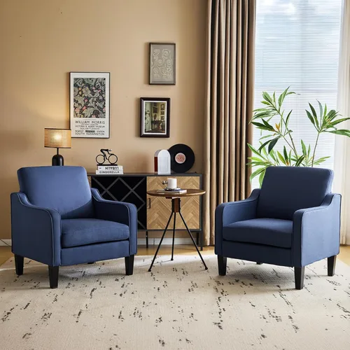 Vista 34 de VINGLI Silla decorativa moderna de mediados de siglo, sillas decorativas de tela beige para sala de estar, sillón tapizado, sofá con brazos