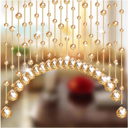 Vista 9 de Pengfei Cortina con cuentas de cristal, 21 cuerdas para puerta arqueada, cortina para puerta, panel decorativo, divisor de habitación, persiana