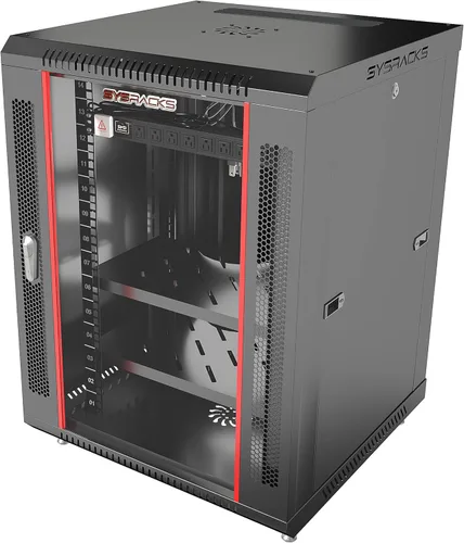 Vista 11 de Gabinete para rack de servidores de montaje en pared 9U – Gabinete de rack de red de 19 pulgadas, gabinete de rack de datos de 18 pulgadas