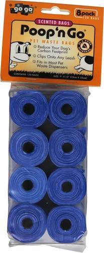 Vista 2 de GoGo Pet Products 8-Pack Poop n Go Unscented Pet Waste Bags Refill Rolls, Black