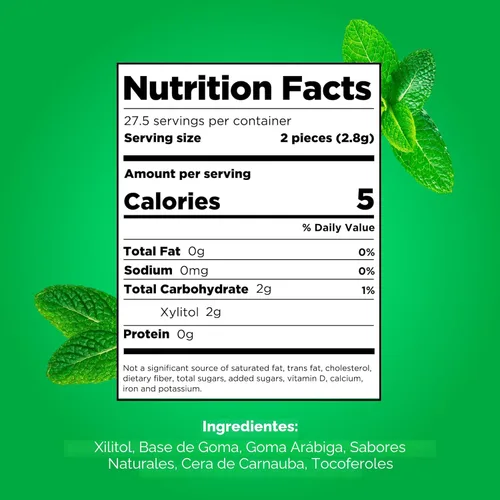 Vista 3 de PUR Gum Chicle sin Aspartame 100% Xilitol Chicle con sabor natural a menta verde, 55 piezas (Paquete de 1)