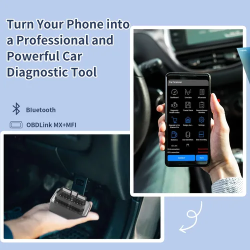 Vista 4 de ELM327 OBD2 Escáner Bluetooth Herramienta de diagnóstico de automóvil en tiempo real Mantenimiento diario, reparación de luz de control