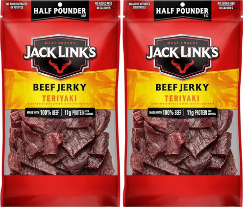 Vista 13 de Jack Link's carne de res Jerky, dulce & caliente, ½ libra, bocadillo de carne sabrosa, 0.32 onzas de proteína y 80 calorías, fabricado con carne