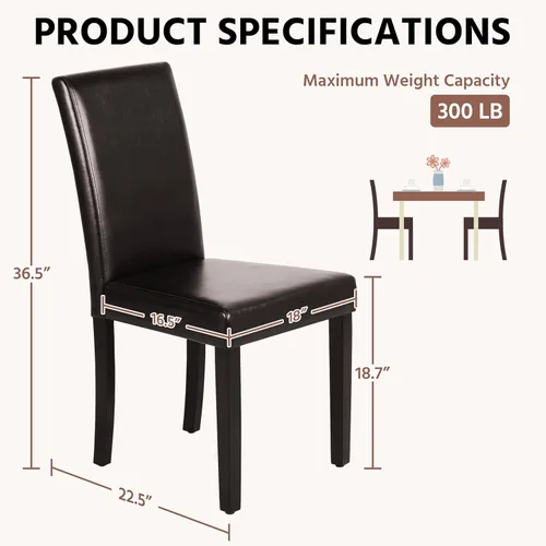 Vista 3 de Yaheetech Juego de 2 sillas de comedor de cuero sintético moderno con patas de caucho y asiento acolchado para cocina/sala de estar/restaurante
