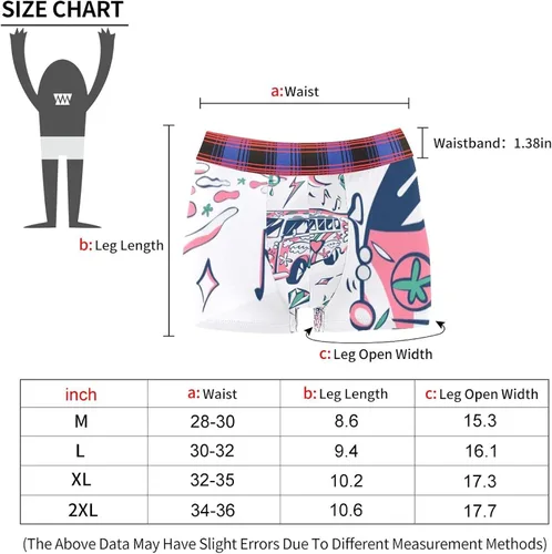 Vista 3 de Lorvies Boxer Briefs Retro Hippie Car Love Bus Mini Van Sun Yin Yang Alien Men Underwear Short Leg Polyester Spandex