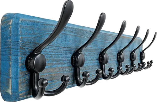 Vista 14 de Dseap Perchero de pared – Resistente 38-1/4 pulgadas de largo, con 10 tri-ganchos personalizados reforzados, colgador de pared de madera maciza
