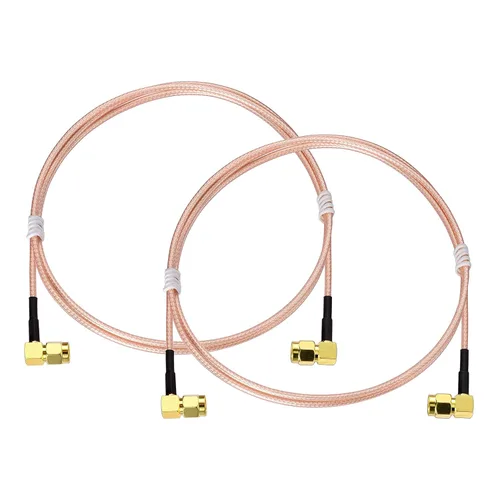 Vista 8 de Superbat Paquete de 2 extensiones de cable SMA, macho SMA a macho SMA macho conector de ángulo recto RG316 puente coaxial, 12 pulgadas