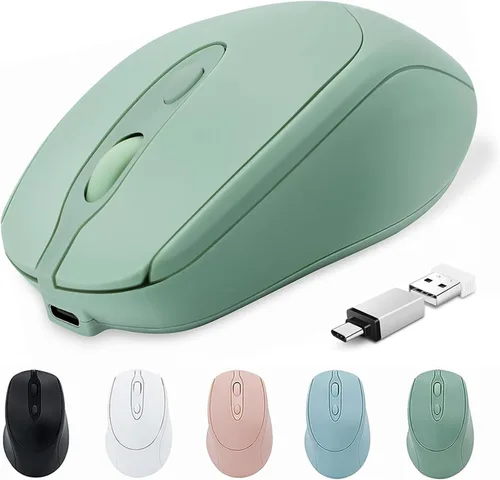 Vista 10 de Ratón inalámbrico Bluetooth USBC para Mac Book Pro/portátil/computadora, ratón inalámbrico silencioso recargable compatible con MacBook