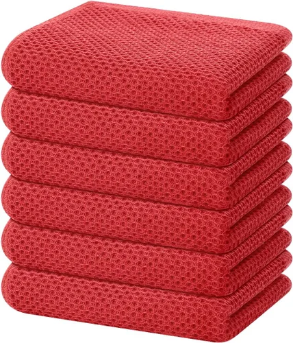 Vista 193 de Homaxy Paños de cocina de 100% algodón con tejido de gofre, ultra suaves, absorbentes, de secado rápido, 12 x 12 pulgadas, paquete de 6, amarillo