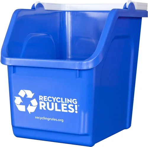 Vista 11 de Contenedor de reciclaje apilable de 6 galones en azul, ecológico, sin BPA, práctico reciclador con asa, paquete de 6