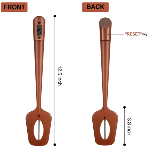 Vista 3 de Termómetro digital LCD HUOZHI para dulces con espátula, termómetro de lectura instantánea para carne y dulces, lector de temperatura y agitador todo