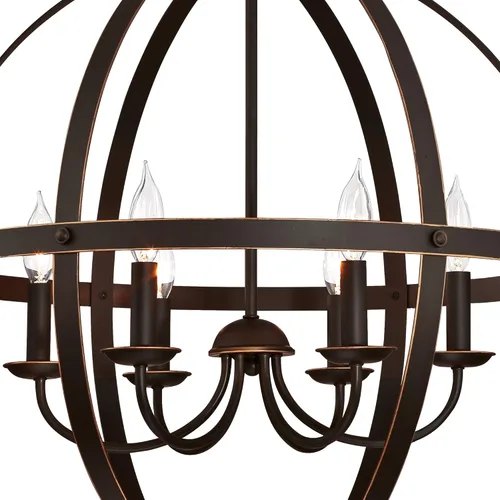Vista 2 de Westinghouse Lighting - Araña de luces 6110500 Stella Mira, estilo vintage, para interiores, con tres luces, acabado en madera rústica, con detalles
