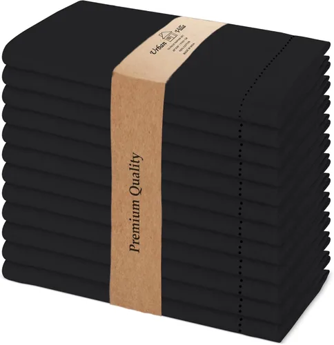 Vista 17 de Urban Villa - Juego de 12 servilletas de tela de 50 x 50 centímetros 100% algodón, servilletas lavables, duraderas, reutilizables y absorbentes