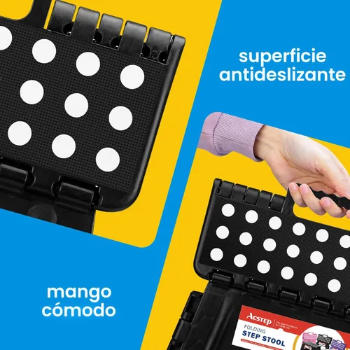 Vista 6 de ACSTEP Taburete plegable para adultos de 11 pulgadas de altura, taburete de plástico ligero plegable con capacidad de hasta 300 lbs, taburete