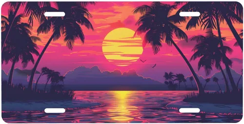 Vista 11 de Árbol de la vida - Placa de matrícula colorida abstracta divertida de aluminio para placas delanteras decorativas, impermeables, sin óxido