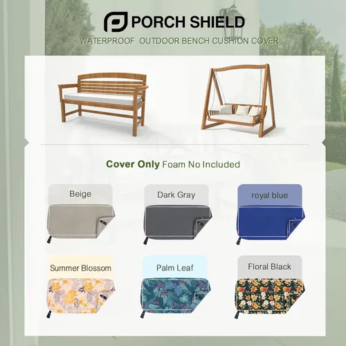 Vista 7 de Porch Shield - Funda para cojín de banco de exterior – Funda de cojín para columpio impermeable para muebles de patio o sofá biplaza (sin inserto)