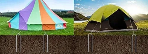 Vista 5 de OK5STAR Estacas de viento para trampolín de 16 pulgadas, paquete de 16 estacas de refuerzo en forma de U, estacas galvanizadas para trampolín