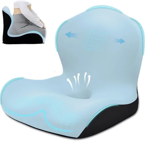 Vista 13 de Cojín de asiento para silla de oficina y automóvil, cojines ergonómicos en forma de L, cojín de espuma viscoelástica, almohada de apoyo lumbar