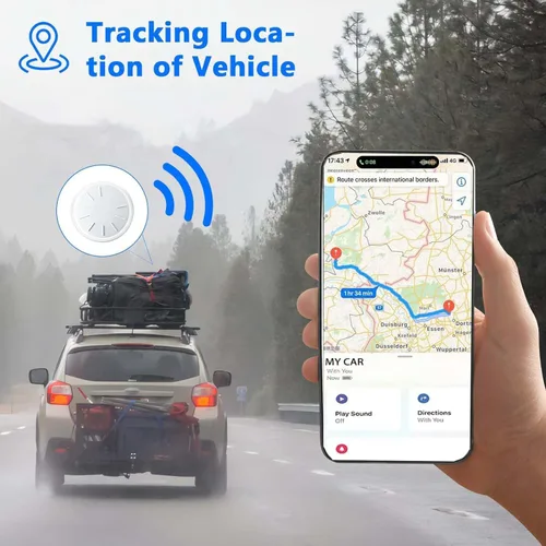 Vista 3 de Rastreador GPS para vehículos, dispositivo de seguimiento de 2 piezas para vehículos, sin suscripción, sin tarifa mensual, dispositivo