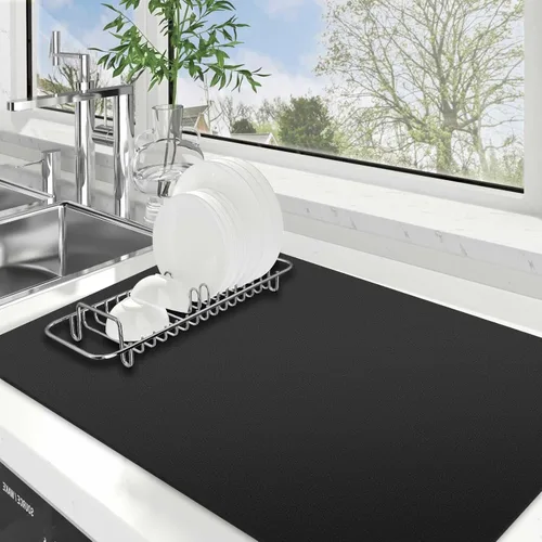 Vista 21 de WISELIFE Tapete de secado de platos súper absorbente, tapete grande para secar platos para encimera de cocina, tapete de secado de platos fácil