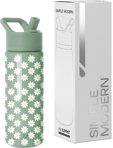 Vista 54 de Simple Modern Summit - Botella de agua con tapa con pajilla, vaso con aislamiento térmico de acero inoxidable de 14 onzas para niños pequeños