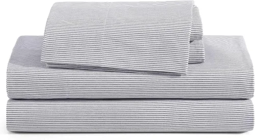Vista 39 de Tommy Hilfiger - Sábanas para cama individual, ropa de cama de percal de algodón crujiente y fresca con funda de almohada a juego, juego de cama
