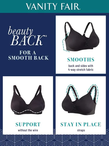 Vista 4 de Vanity Fair - Brasier para mujer de figura completa para realzar la espalda, tela elástica en 4 direcciones, copas ligeramente forradas hasta H