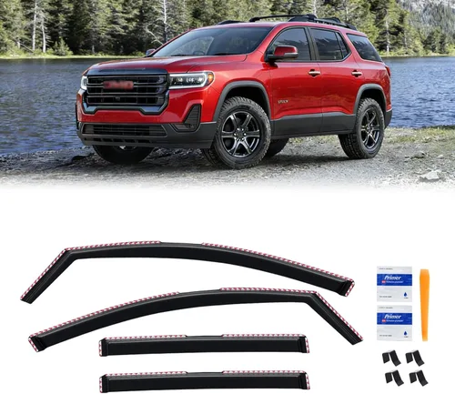 Vista 132 de Viseras de ventana para Chevrolet Silverado y GMC Sierra 1500 Crew Cab 2014-2018, protectores de lluvia, deflector de ventilación, sombra humo